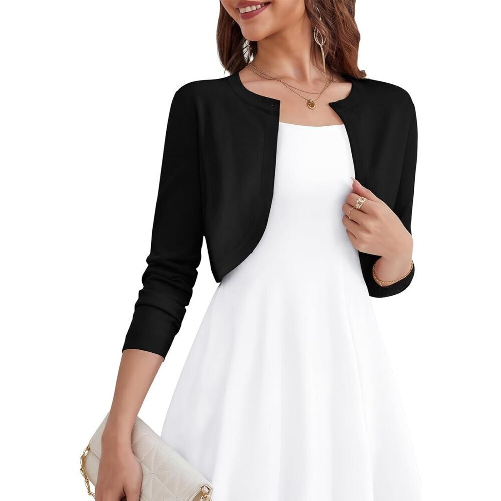 Women's Knit Cropped Open Front Cardigan Bolero Shrug for Dresses S-XL